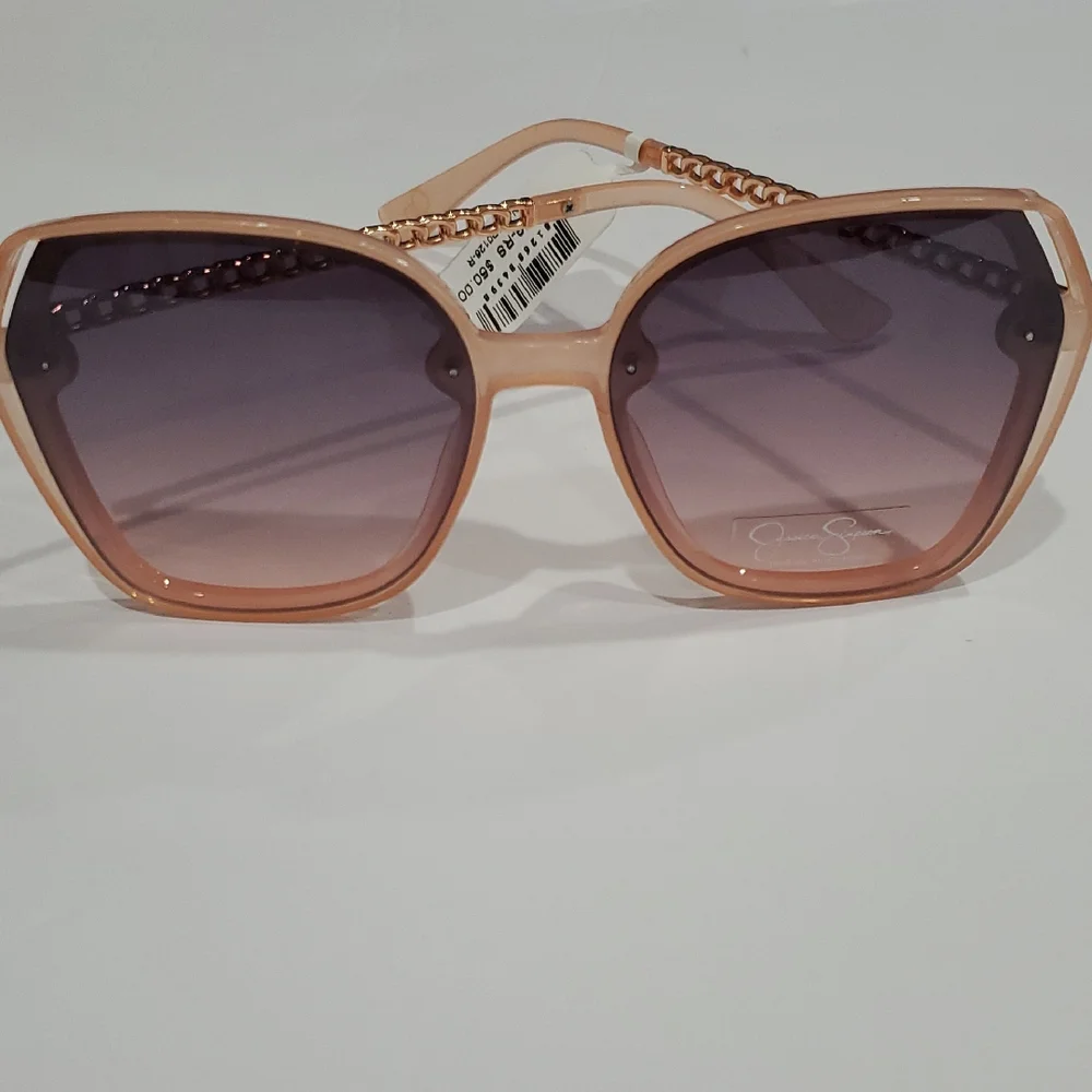 Jessica Simpson J6199 pink gold‎ chainlink style metal arms oval sunglasses new